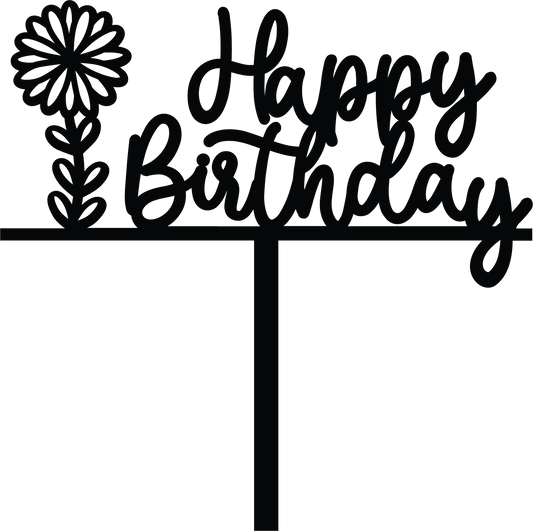 Happy Birthday Cake Topper Floral Design 4