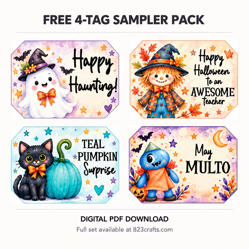 Halloween Printable Gift Tags | Free sampler • 4 designs