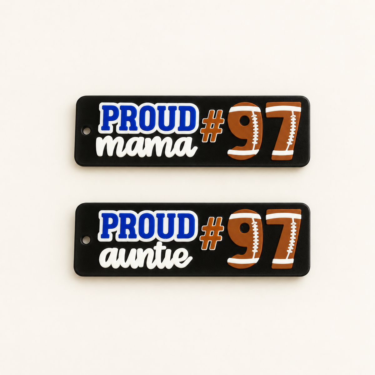 Proud Mama / Auntie Keychain + Number